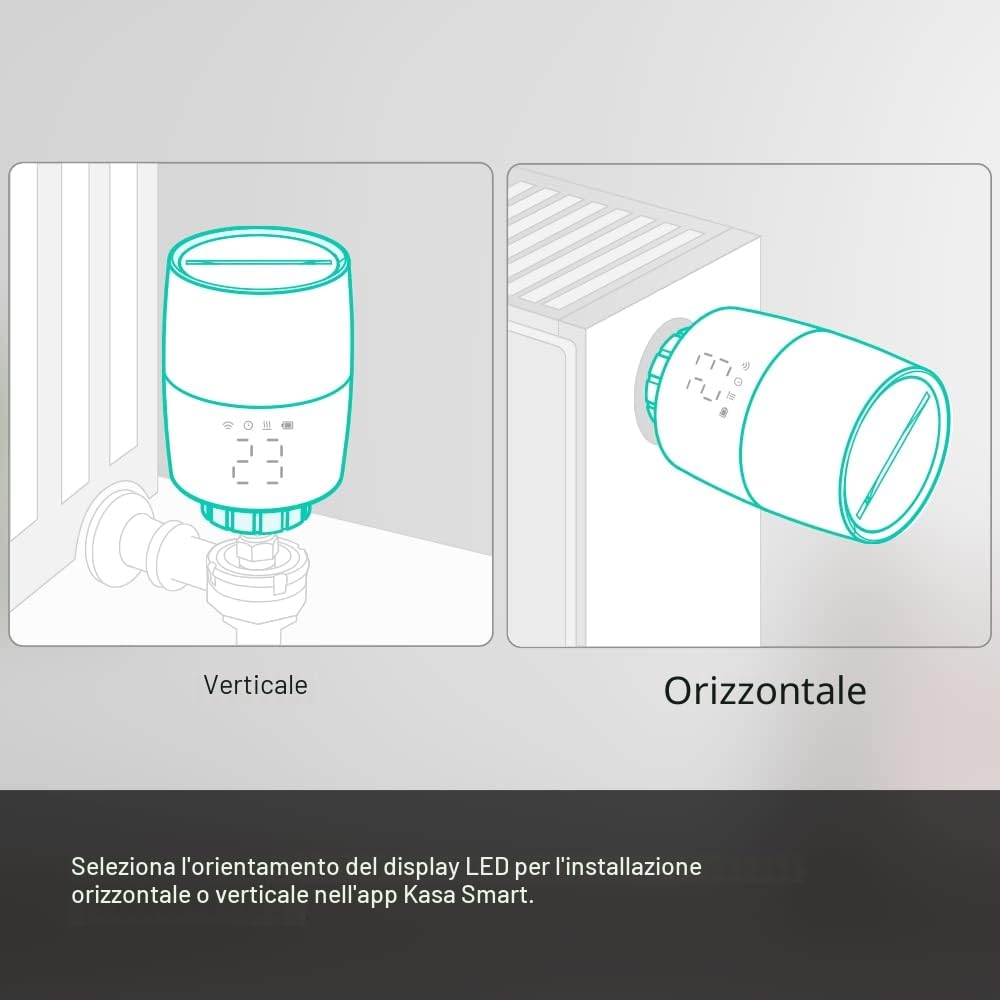 TP-Link Kasa, valvola termostato intelligente per radiatore, valvola intelligente per radiatore, risparmio energetico, display a LED, programma TRV, funziona con Alexa e Google Home, facile