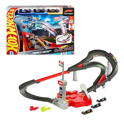 Hot Wheels Racing - Circuito Sprint Formula 1, set pista a due modalità di gioco e con 3 veicoli F1 inclusi, McLaren F1 Team, Alpine e VCARB, giocattolo per bambini, 4+ anni, JDY15