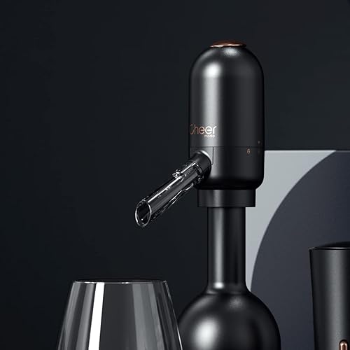 Vista 2 de CHEER MODA Set de regalo eléctrico aireador y dispensador de vino, negro y bronce, accesorios de cocina