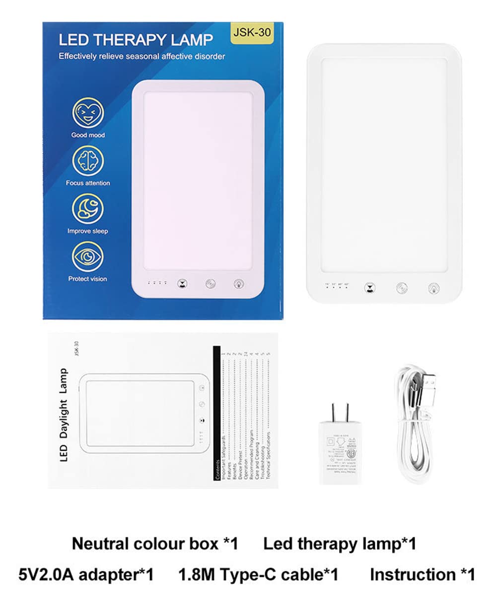 Boîte À Lumière Triste, 10000 Lux Luminothérapie SAD, Sans UV Niveaux De Luminosité Réglables & Couleur, Avec 4 Fonction De Mémoire, Pour Une Utilisation ​À La Maison/Au Bureau,Blanc