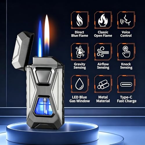 Encendedor Dual Llama Activado por Voz Gris miniatura 7