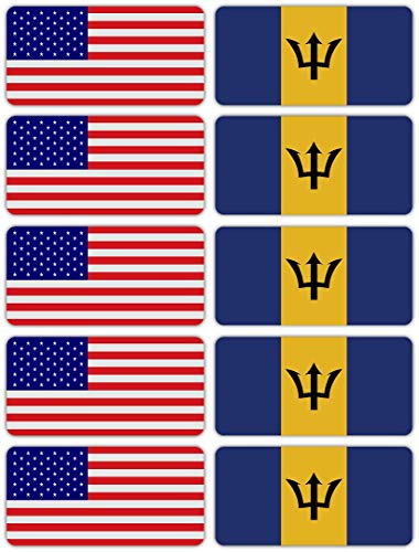 (x10) 3M Reflective Barbados and US Flag Stickers | Versatile Safety Decals | Hard hats, laptops, bikes, toolboxes