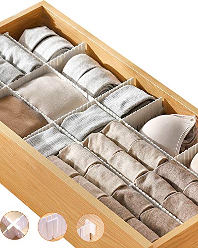 32pcs Drawer Organizer Set White DIY Drawer Divider Adjustable Drawer Separator Kitchen Bathroom Bedroom Drawer Organizer Household Storage Durable Plastic