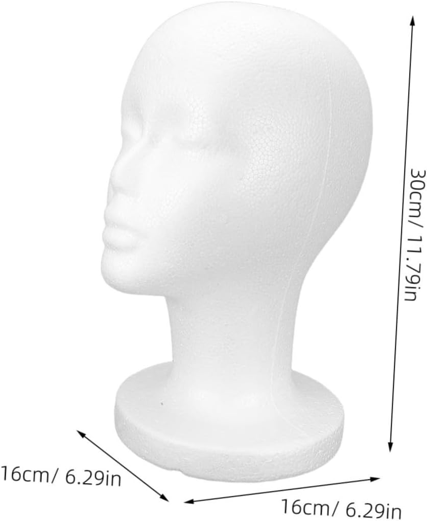 2pcs Foam Mannequin Head Display for Wigs and Hats, Lightweight Realistic Foam Head Stand with Bald and Female Model for Retail Setup and Shop Display