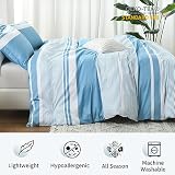 Bedduvit Striped Duvet Cover King Size - 100% Cotton King Duvet Cover, 3 Piece Blue Duvet Cover Set, Simple Modern King Size Duvet Cover with Zipper Closure & 8 Ties (104"x90", No Comforter)