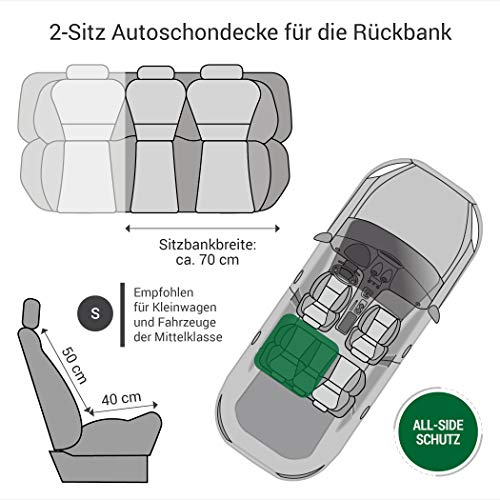 Doctor Bark Hunde 2-Sitz-Autoschondecke für die Rücksitzbank, All-Side Schutz mit Reißverschluss für alle PKWs und SUVs (S | 2er Sitz, Schwarz)
