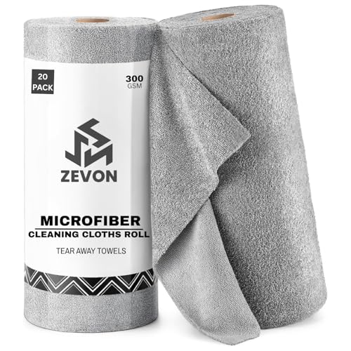 Image of ZEVON Microfibre Cleaning Cloth Roll | Reusable Towel Pack of 20