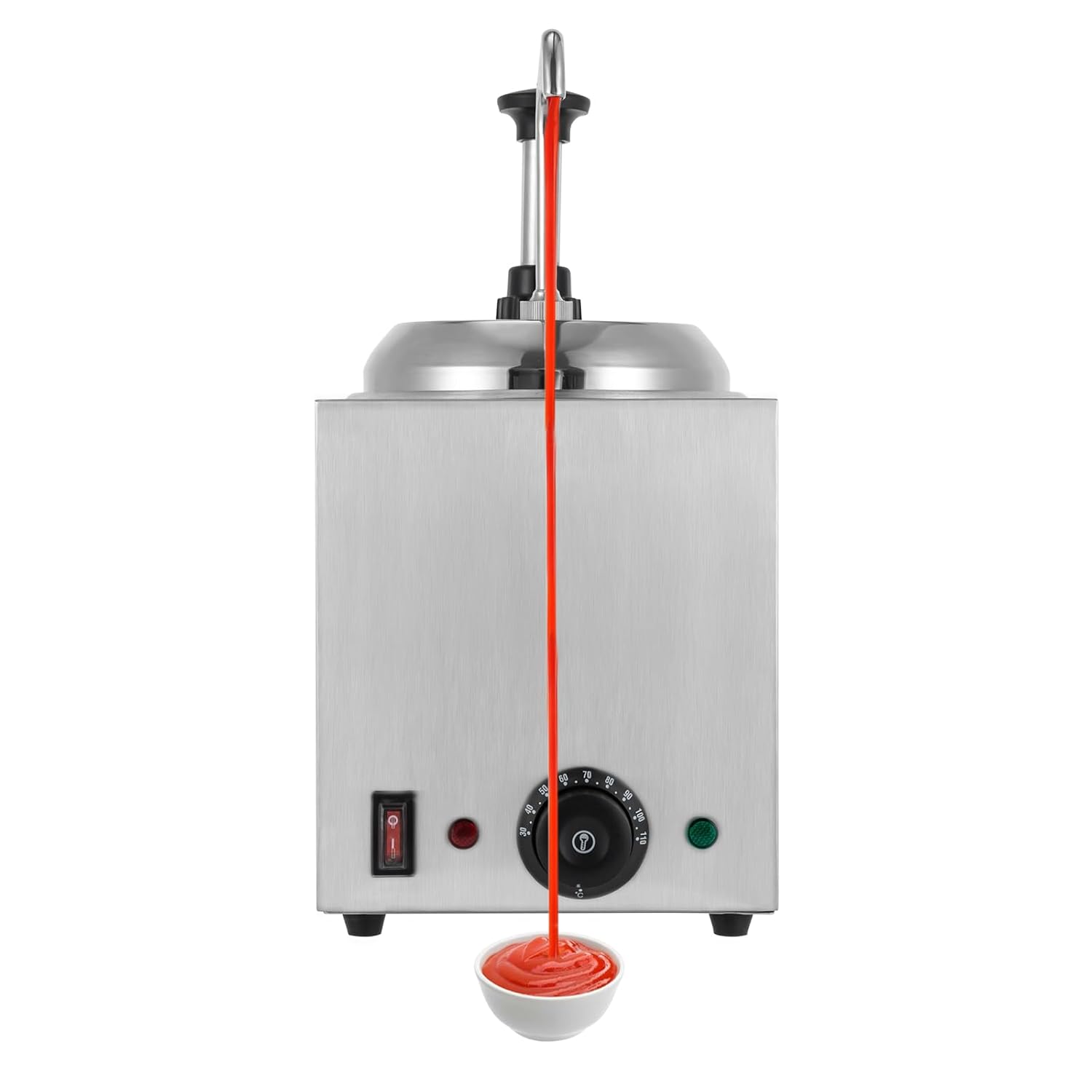 Sauce Dispenser Stainless Steel 800 W Sauce Dispenser with Pump Head Pump Dispenser Precise Temperature Control for Quick Restaurants 20.5 x 20.5 x 41 cm Silver