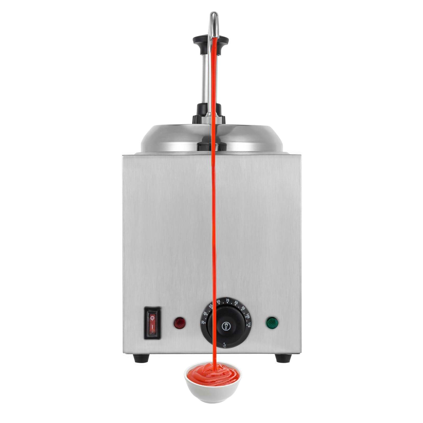 Elektrischer Saucenspender 800W, Edelstahl Pump Soßenspender, 2.5 L Fassungsvermögen, 30-110℃ Temperaturregelung, Heißer Fudge-Wärmer