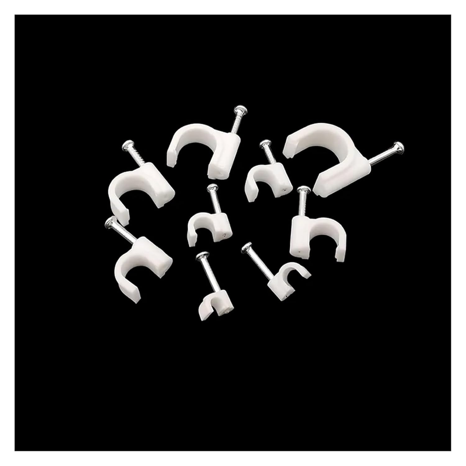 Nail in Cable Clips, 100Pcs Cable Wire Clips 4 5 6 7 9 10 12 Mm C-Shaped Steel Nail Management Fixation Electrical Cables Ties Holder Clamps(8mm)
