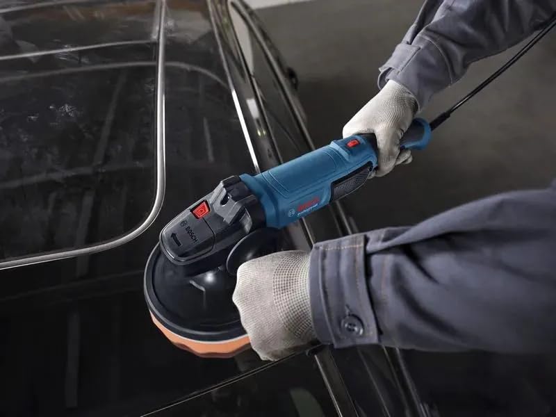 Image of Bosch Professional Polisher GPO 11-180 S, 1100W Corded Electric Buffer, 180mm Pad, 900-3800 RPM Variable Speed Machine for Car Detailing, Vehicle Paint Care, Metal Fabrication & Scratch Removal