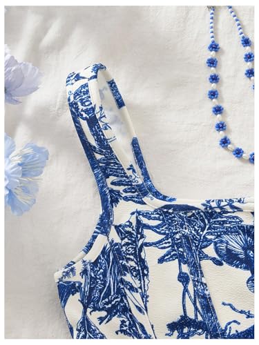 Floerns Girl's Floral Print Sleeveless Tank Top Asymmetrical Hem Boho Camisole Tops3