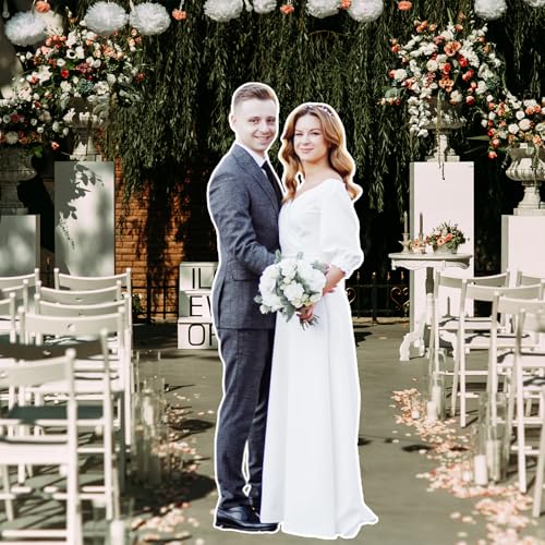 Custom Cardboard Cutout Life Size, Custom Lifesize Cutouts High Resolution with Double Stand Up for Wedding Arrangement Decor, Personalized Two-Person Photo for Couple Gifts, 1-8ft