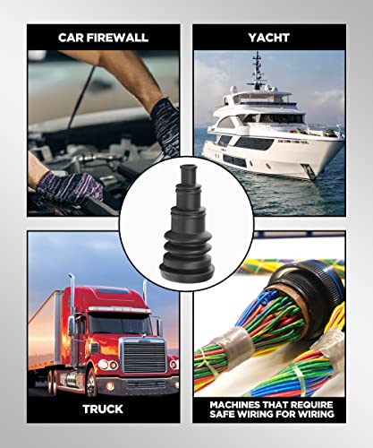 Yakefly 4 Pieces Universal Firewall Boot,Rubber Firewall Grommets Kit,Accommodate 3/8 Inch To 1 Inch Wire Bundles,Safe And Convenient Rubber Grommets Automotive Firewall Boots #TOP4