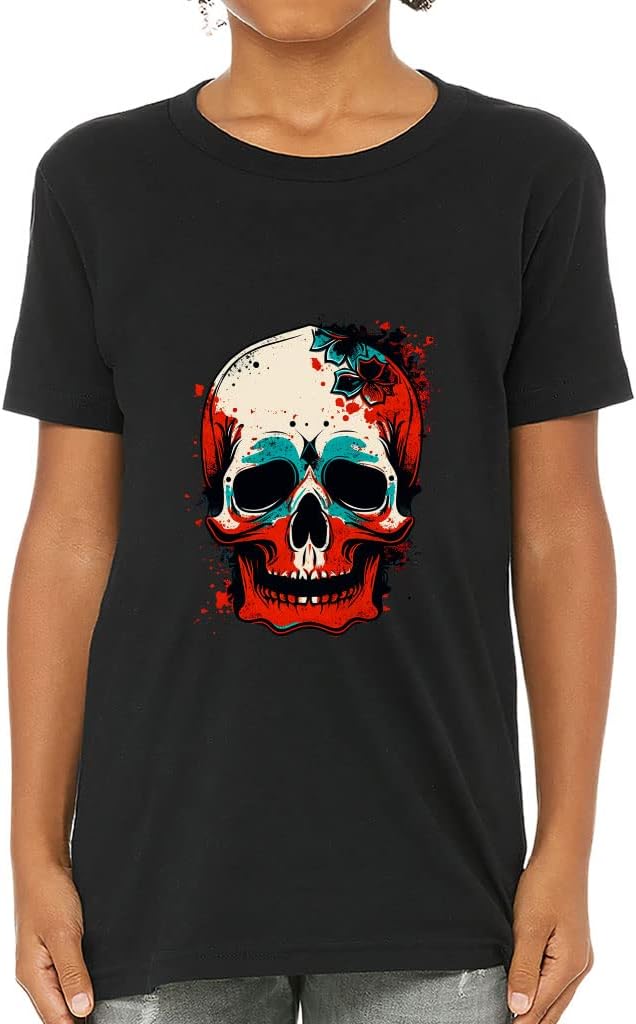 Skull Graphic Kids' T-Shirt - Artwork T-Shirt - Illustration Tee Shirt for Kids