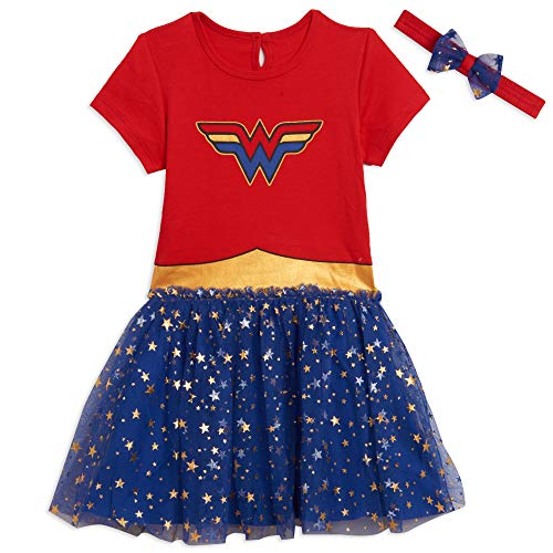DC Comics Wonder Woman Toddler Girls Short Sleeve Costume Dress 3T Red Blue