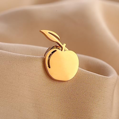 Image of Stainless Steel Dainty Apple Men Brooch Lapel Pins Women Clasp Clips