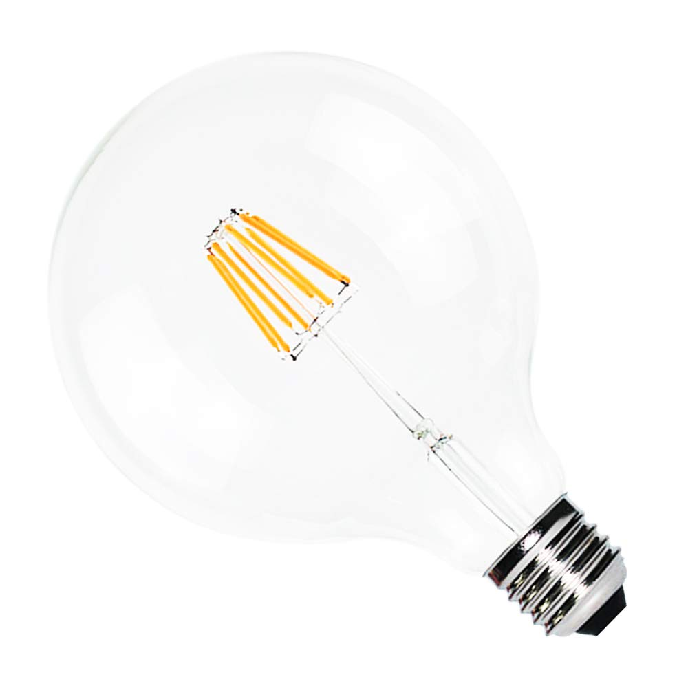 12 bombillas LED G125 de 8 W (equivalente a 60 W), casquillo E27, filamento de 220 V, No regulable, blanco cálido, 2200 K, diámetro de 125 mm