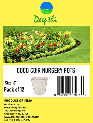 Deepthi-Coco-Coir-Nursery-Pots--Biodegradable-Peat-Pots-for-Seed-Starter-and-Seedling-Kit-Mini-Planter-Cups-for-Indoor-Outdoor--Ideal-for-Organic-Planting-6-Inch-Pack-of-12