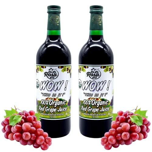 De La Rosa Austrian Red Grape Juice, Kosher, Non-Gmo & Gluten Free, 100% Organic Red Grape Juice, No Sugar Added, No Preservative, Vegan Red Grape Juice, 25.4 Oz Glass Bottle (Pack Of 2) #TOP3