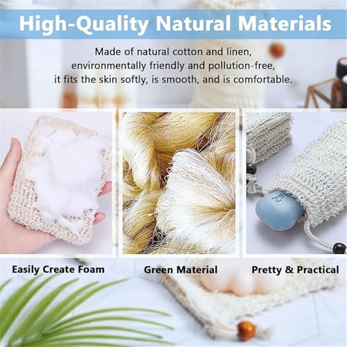 Sopurrrdy Natural Sisal Soap Saver Bag for Soap Bar Organic Soap Pouch for Exfoliating Lathers and Air Dry Soap Bar Shower Soap Saver Bag (4pcs)