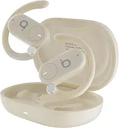 Fone de Ouvido Bluetooth 5.4 Hi-Fi, Cancelamento de Ruído ENC, IPX5 à Prova D'Água, Gancho Ajustável, 100h Standby, Compatível com Android/iOS (Bege)