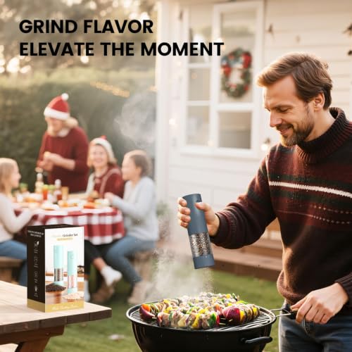 Image of Electric Salt and Pepper Grinder Set - Rechargeable Automatic Salt and Pepper Shakers, Kitchen Appliances with External Adjustable Coarseness, Larger Hopper for Cooking, Home Gifts(2 Pack,Slate Gray)
