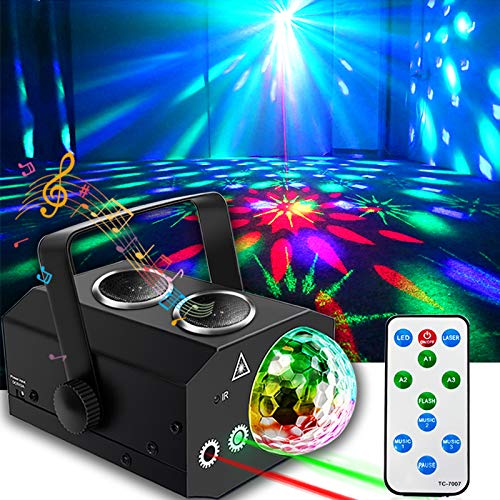 Disco Lights, Disco Ball Lights Bluetooth Speaker, DJ Party Lights with LED Stage Light Projector Strobe Lights Sound Activated with Remote Control for Xmas Club Bar KTV Holiday Christmas Birthday