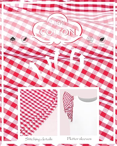 Image of Girls 2 Piece Summer Outfit Cotton Ruffle Sleeve Top Gingham Plaid Shorts Casual Clothes Short Sets Size 5-10