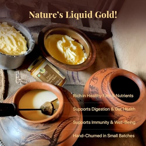 Image of Asmita Organic Farms Hallikar Cow A2 Ghee 1 Litre (Glass Jar) | Hand-Churned Traditonal Bilona Method | Grass-Fed & Pasture-Raised in Karnataka | Rich Aroma | Healthy & Natural Danedar Desi Ghee