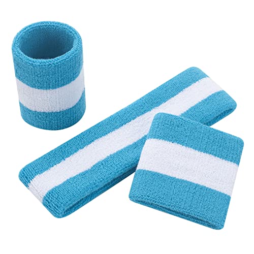 Image of ONUPGO Sweatband Set Sports Headband Wristband Set Sweatbands Terry Cloth Wristband Wrist Sweatband Headbands Moisture Wicking Sweat Absorbing Head Band