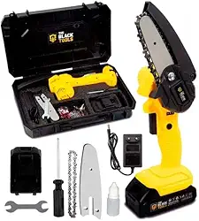 Motosserra Mini BTS-100 Bateria Recarregável 21v The Black Tools Cor Amarelo