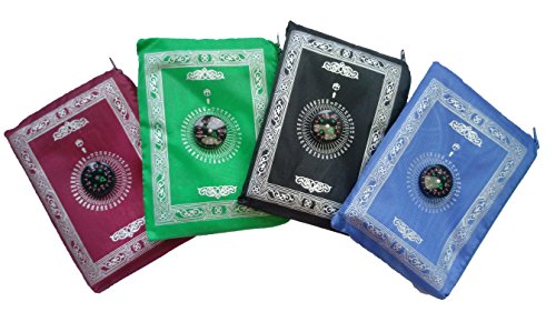 Actopus 4pcs Pocket Waterproof Muslim Prayer Mat Light Prayer Rug with Compass