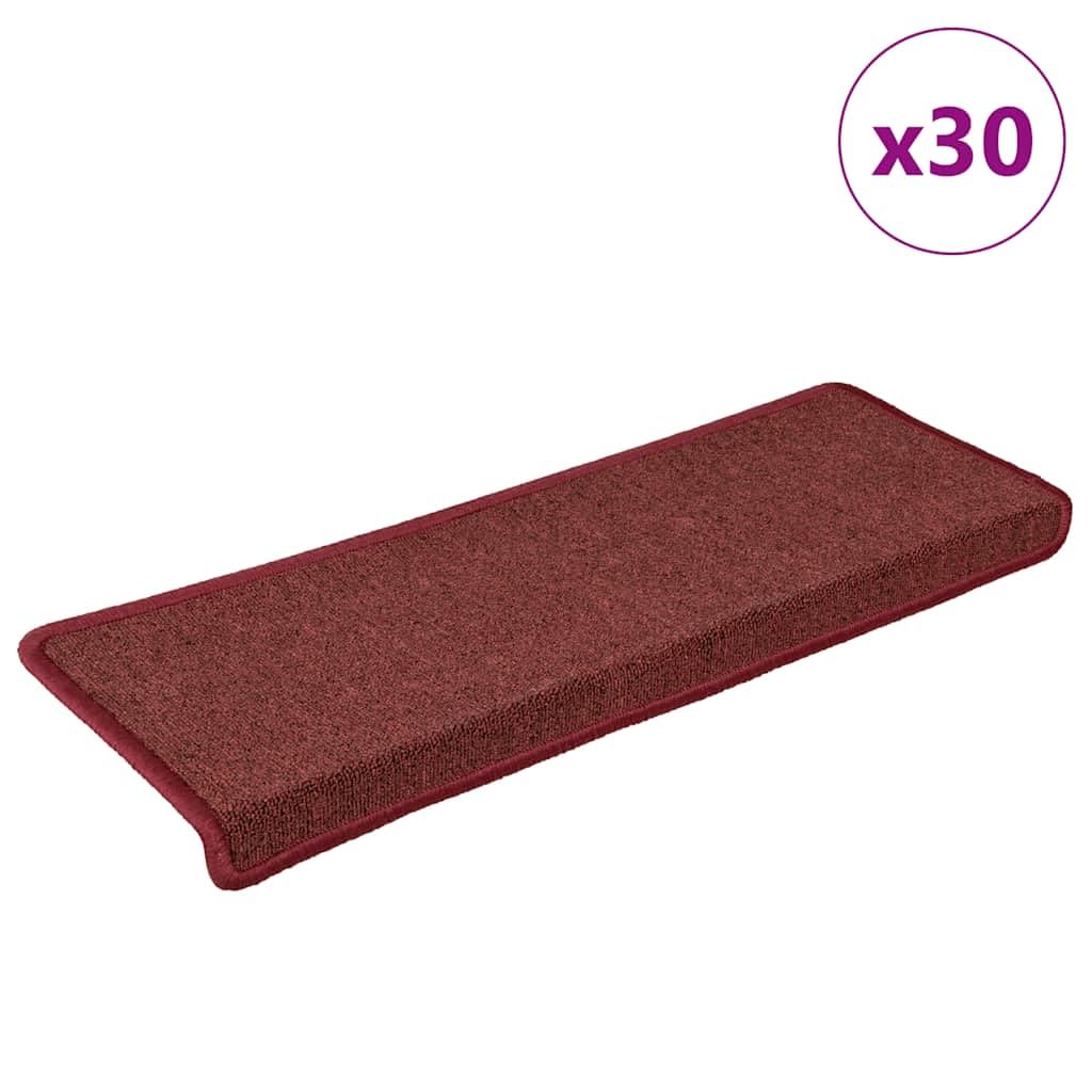 vidaXL Alfombrilla Escalera 30 uds 65x21x4 cm Rojo Mate, peldaño de Escalera, Alfombra de peldaño de Escalera, Cubierta de peldaño de Escalera