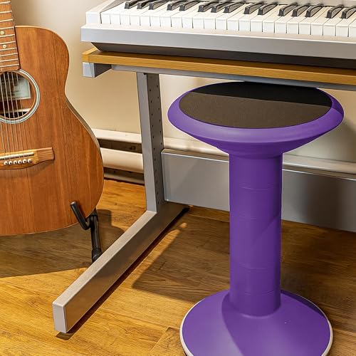 Image of Storex Wiggle Stool - Active Flexible Seating for Classroom and Home Study, Adjustable 12-18 Inch Height, Violet (00307U01C)