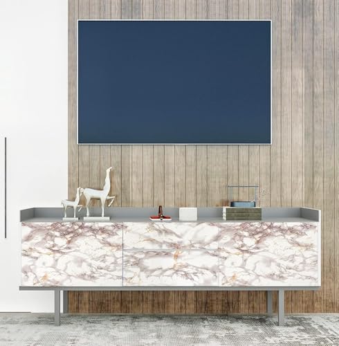 Image of HOME13 Marble Wallpaper Self Adhesive Wallpaper Waterproof Marble Sticker Removable Wallpaper Kitchen Cabinet Countertop (Creamy Gold Marble, 2 Feet x 12 Feet)