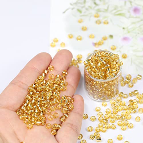 Bala&Fillic Clear Golden Lined Color 4mm Seed Beads About 1200pcs/100Grams in Bag - Image 3