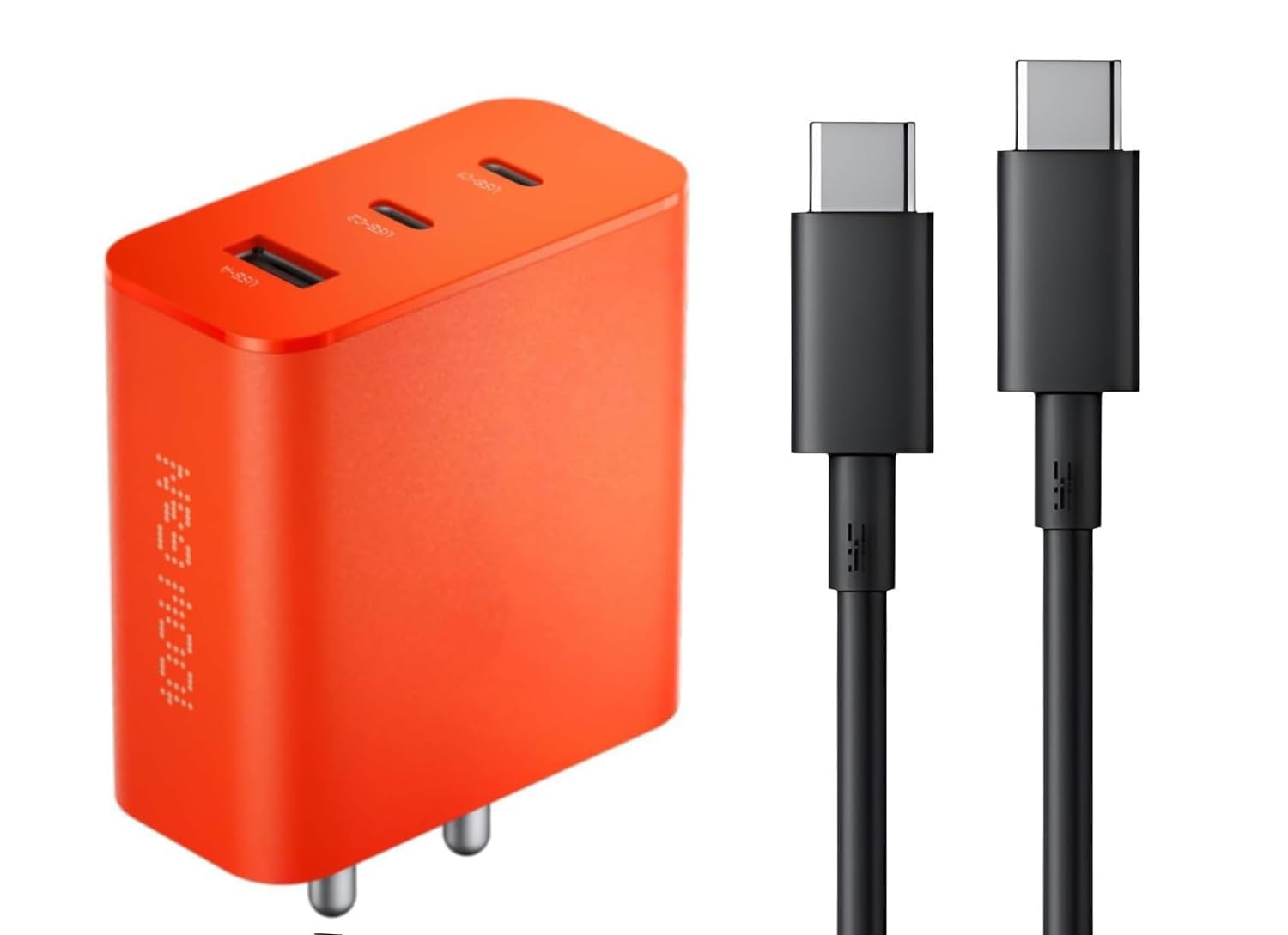 Original CMF 100W Super Fast Charger Adapter with C to C Cable Trio Port Compatible with Nathing Phone 2A/ 2a Plus/Phone 2/Buds,100w GaN Power Adapter(100w-Orange)-image-20