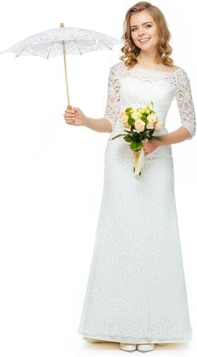 Miniatura 3 de Gadpiparty Paraguas de encaje vintage para boda, paraguas de encaje para novia, paraguas pequeño para manualidades, de encaje blanco, paraguas