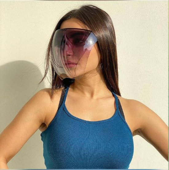 Image of Full Cover Face Visor Protective Glasses Multicolor Mirror Shield Sunglasses Anti-Fog Face Shield UV Protection Safety Protective Eyewear for Men & Women, Outdoor Riding, Dust & Wind Protection