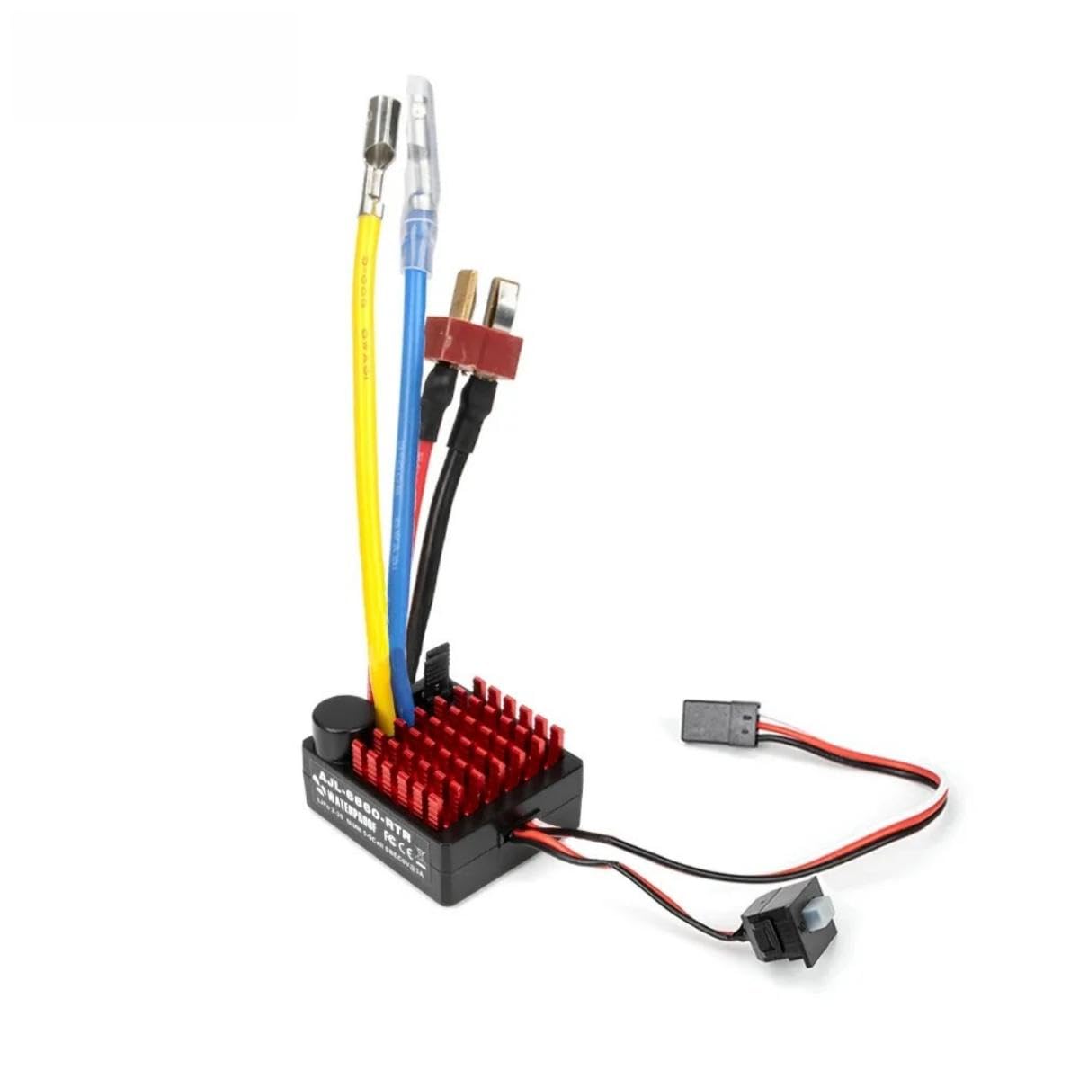 60A Brushed 2-3s ESC T-Plug ESC Electronic Speed Controller Waterproof for 1/10 RC Car RC Boat for use with 540/550 Motors