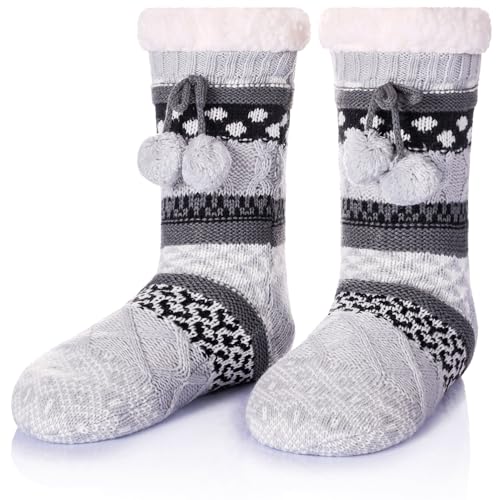 Image of WEVIAS Women Winter Socks Knit Anti-Slip Sweat Warm Cute Cartoon Animals Fuzzy Home Slipper Socks