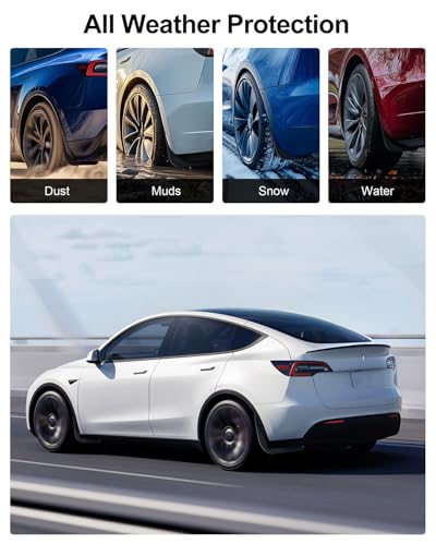 Image of 4PCS All Weather Mud Flaps for Tesla Model Y Juniper 2025-2027 Accessories Splash Guards Fenders No Drilling No Tape Mudflaps Protector Model Y Mud Guards PP+TPE Material Enhanced Thicker Version