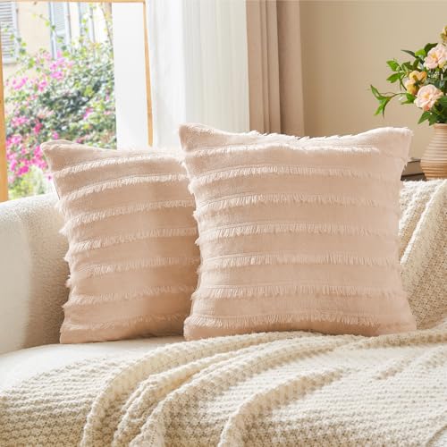 Image of BEDELITE Velvet Pillow Covers with Zipper, Boho-Coral, 18x18 Inches, 2 Pack