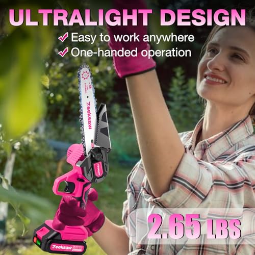 Pink Mini Chainsaw Cordless 6 Inch