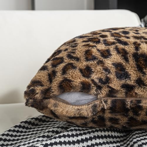 Agokaba AGO002-3 2 Packs Leopard Throw Pillow Faux Fur Throw Pillow Covers Cheetah Pillows Soft Plush Decor Lumbar Pillow Cover thumb #3