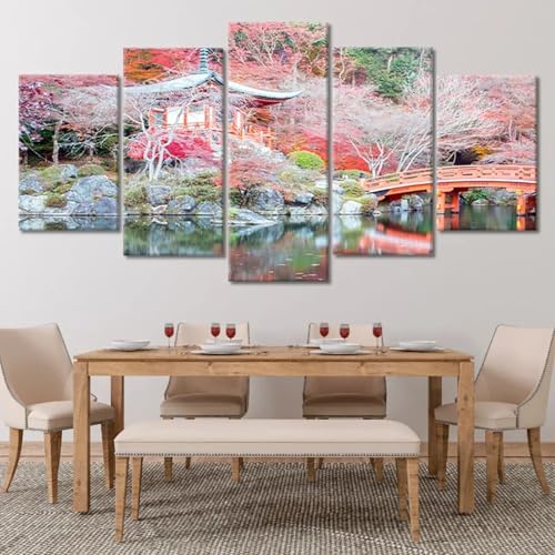Toile peinture paysage japonais avec cadre decoration murale premium