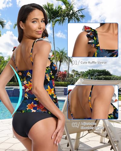 Soneven Tankini Tops for Women Tummy Control Bathing Suit Top No Bottom Ruffle Swim Top 20252