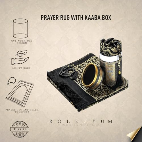 Tapete de oración musulmán en negro con diseño elegante miniatura 6