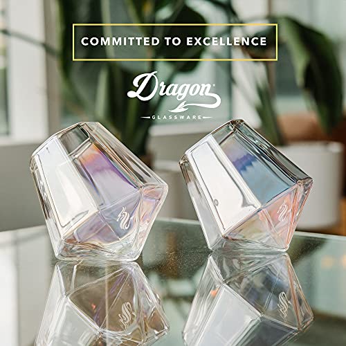 Dragon Glassware Whiskey Glasses, Iridescent Diamond Shaped Cocktail Barware, Unique Drinkware For Wine And Bourbon, Naturally Aerates, 10 Oz, Set Of 2 #TOP6